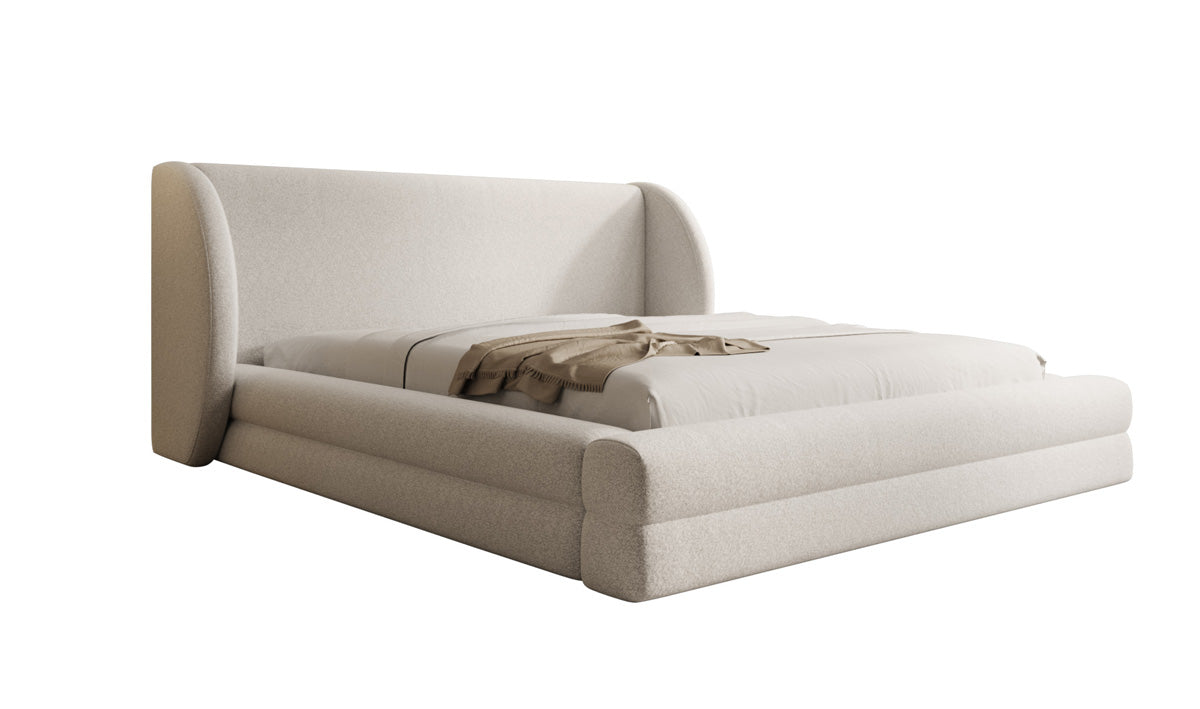 Designer-Polsterbett Liv aus Strukturstoff mat Stauraum