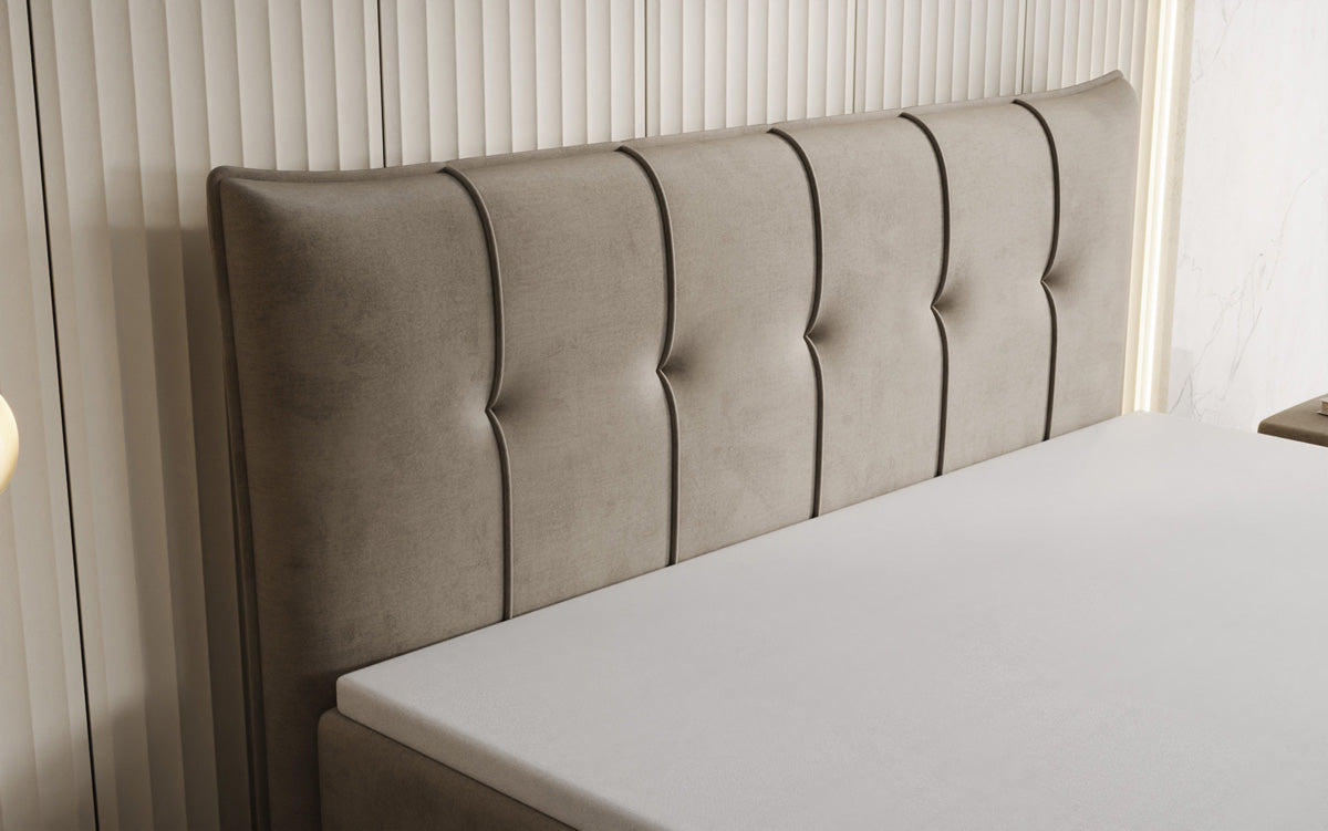 Lit boxspring Treviso avec rangement en Velours