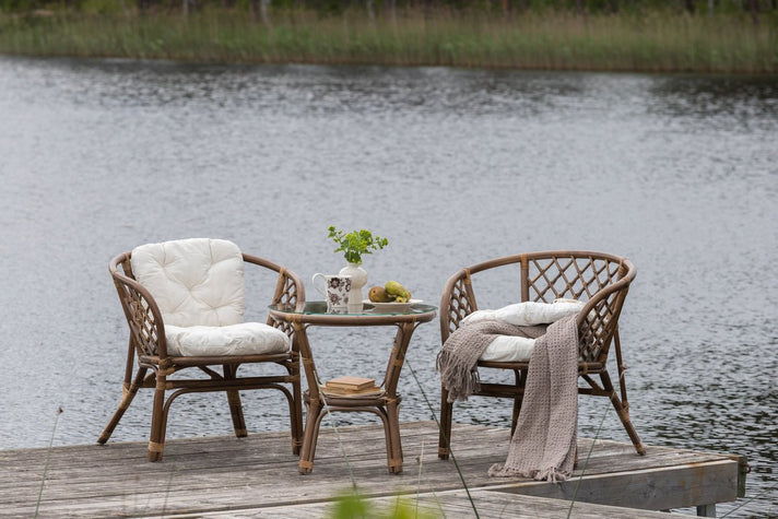 Balcony set Jasmin - made of walnut-colored rattan