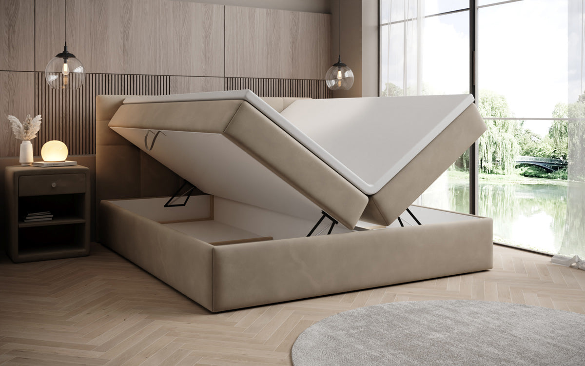 Boxspringbett Lux Samett mat Späicherplaz