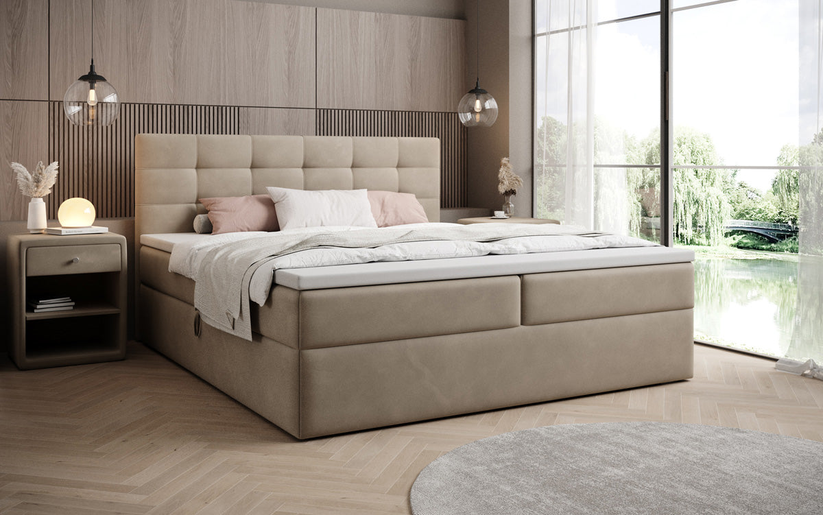 Boxspringbett Lux Samett mat Späicherplaz
