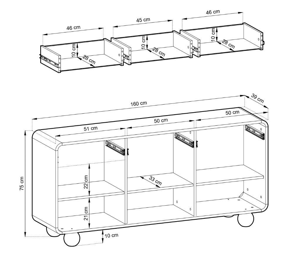 Commode design Layla 160 cm