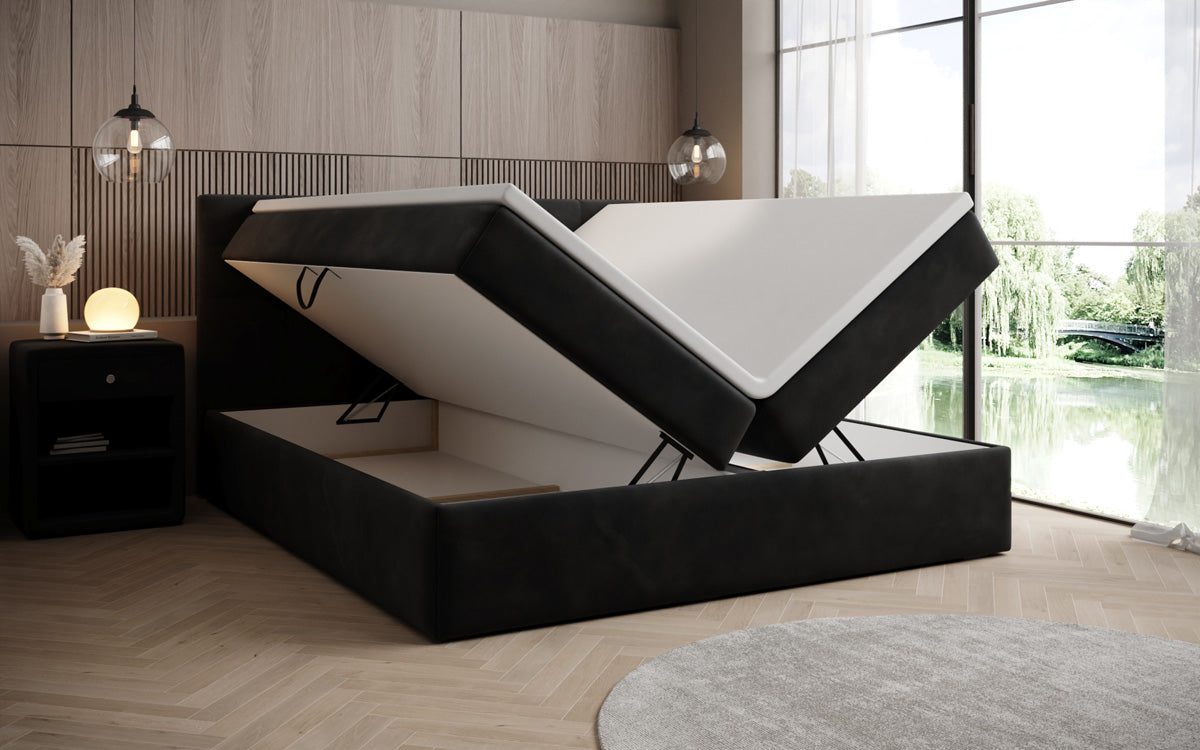 Boxspringbett Lux Samett mat Späicherplaz