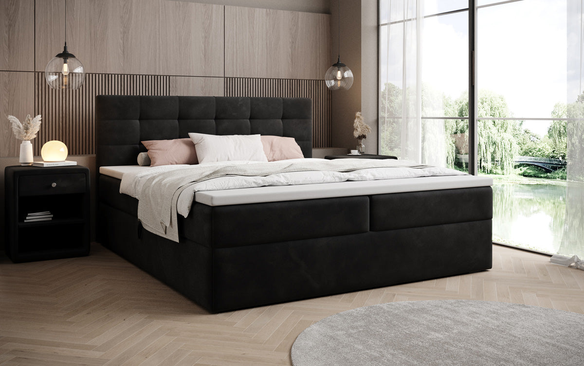 Boxspringbett Lux Samett mat Späicherplaz