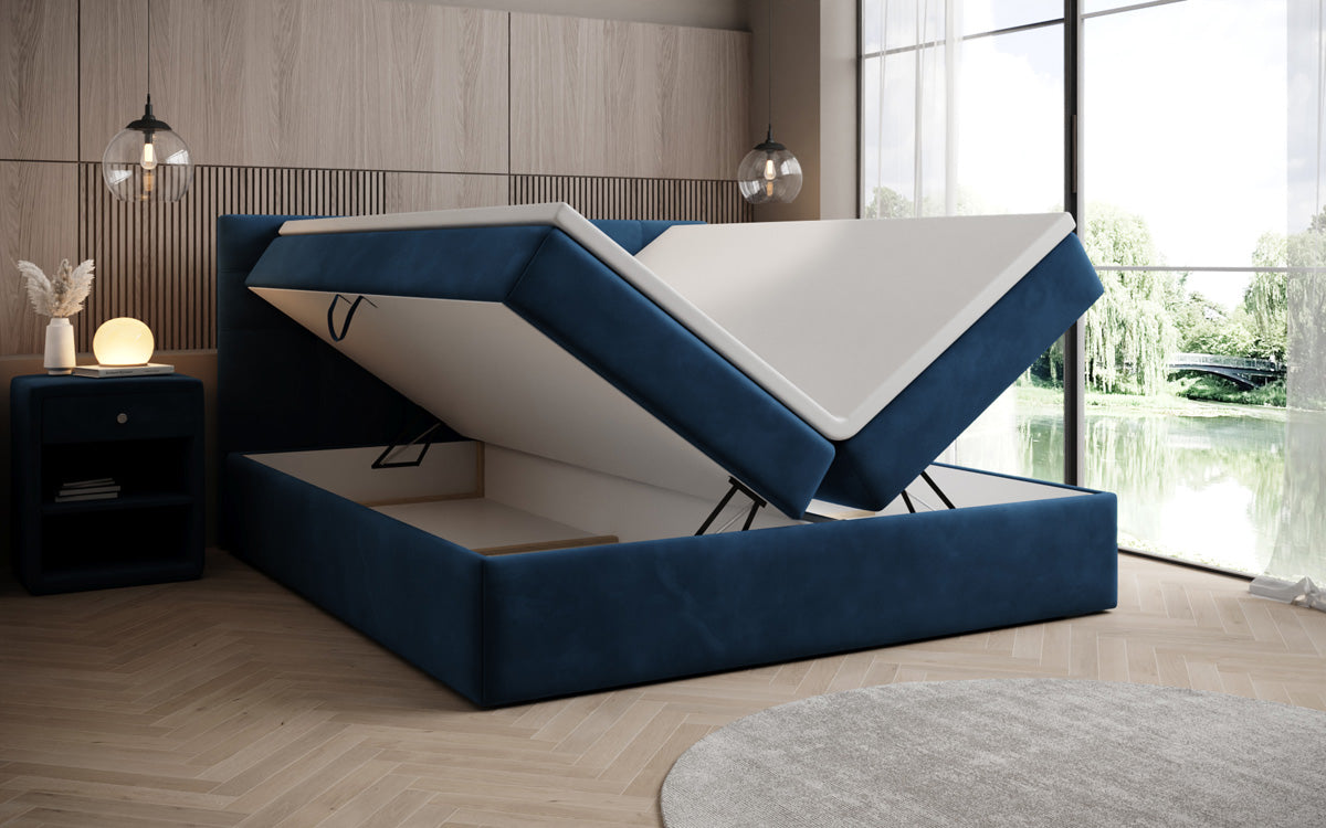 Boxspringbett Lux Samett mat Späicherplaz