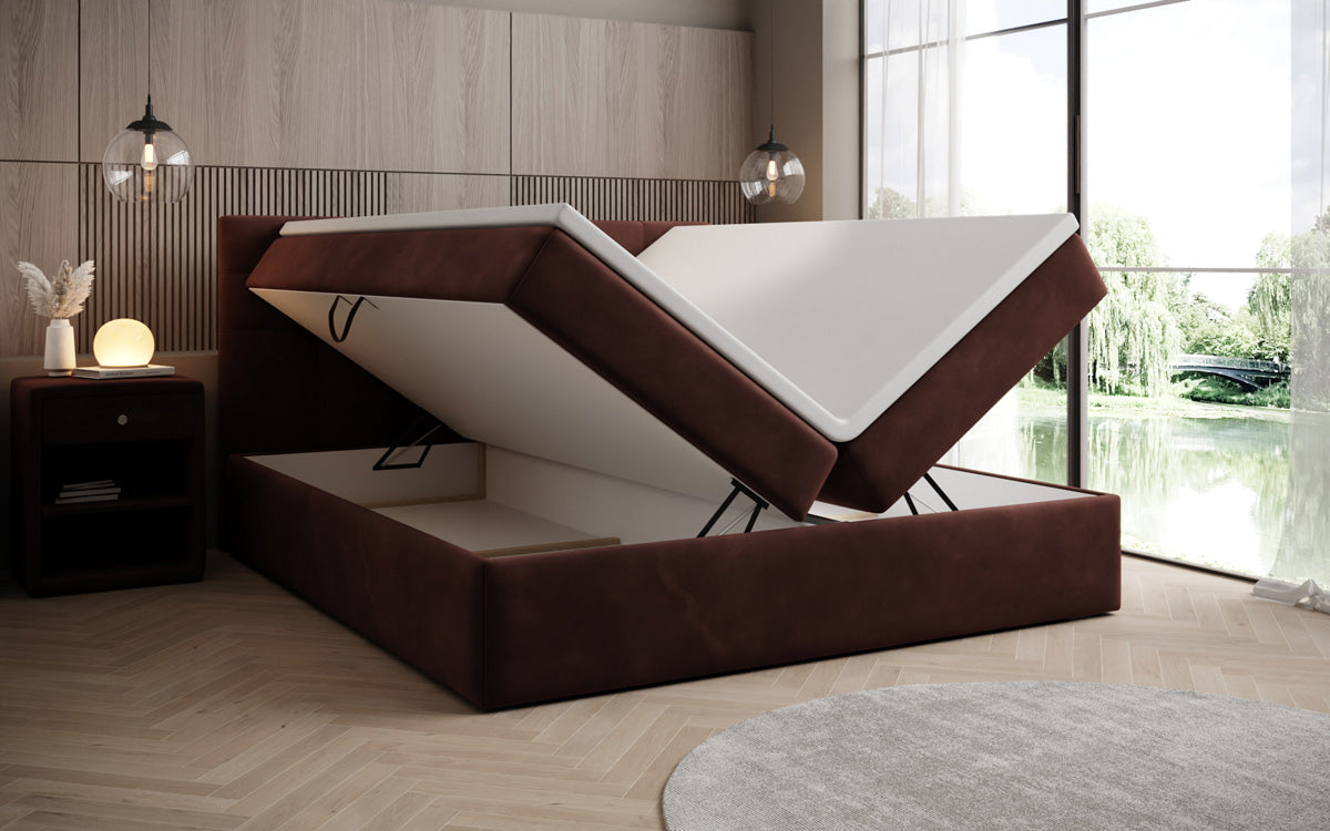 Boxspringbett Lux Samett mat Späicherplaz
