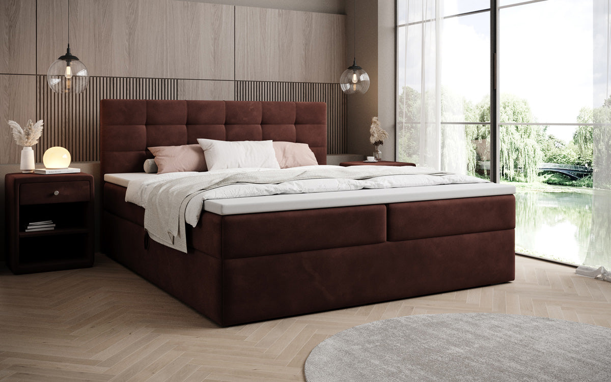 Boxspringbett Lux Samett mat Späicherplaz