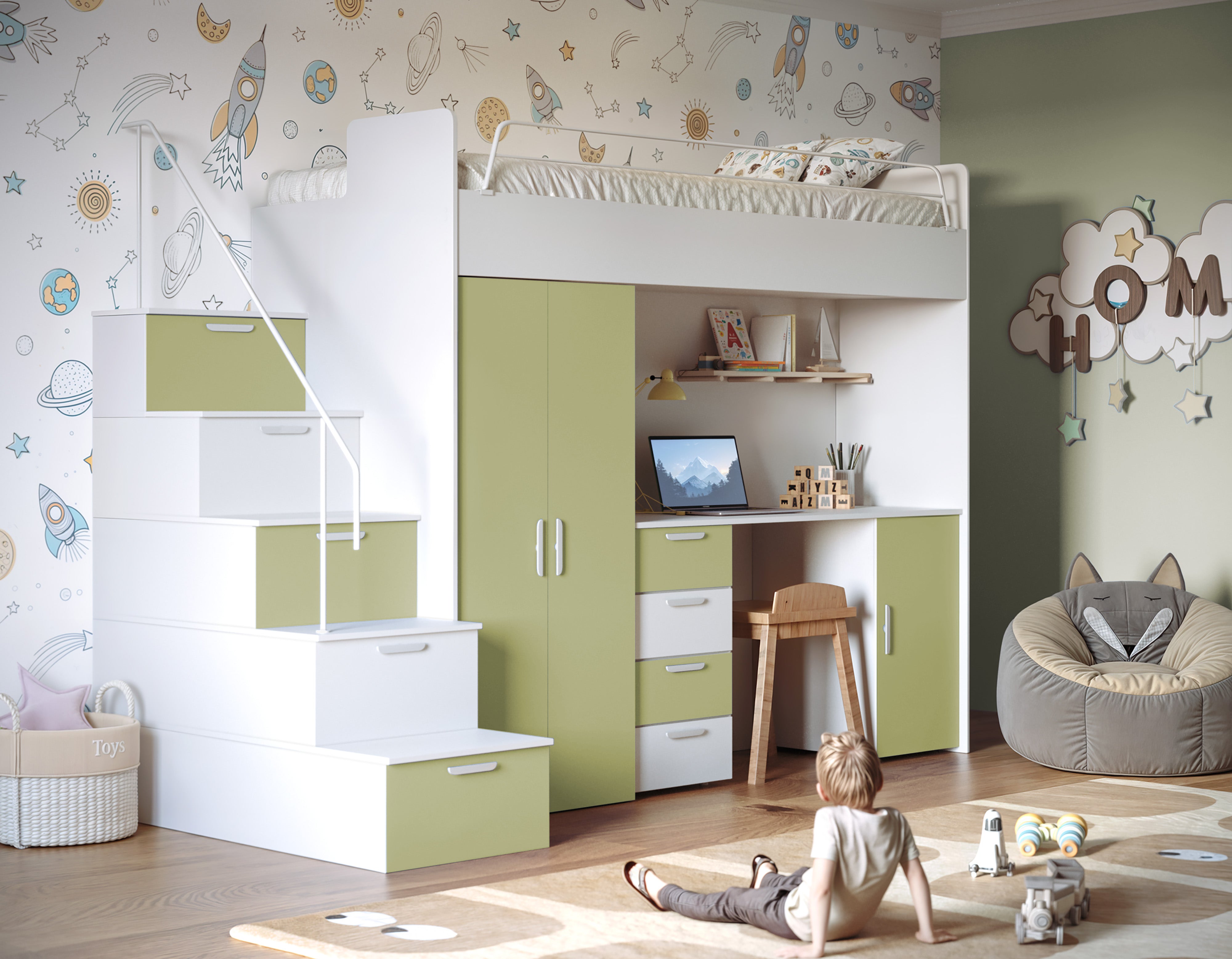 Children's loft bed Dream matte surface