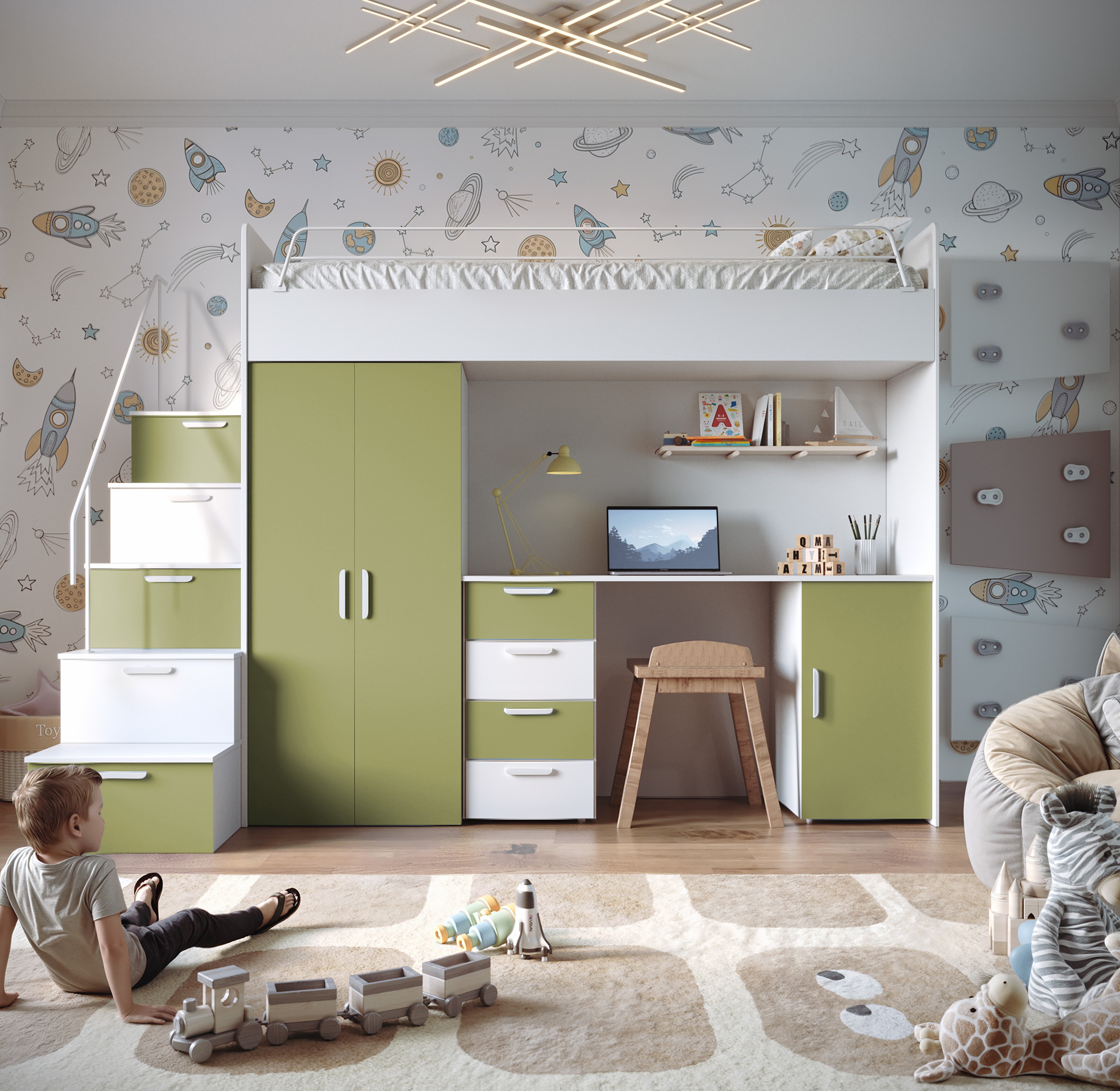 Children's loft bed Dream matte surface