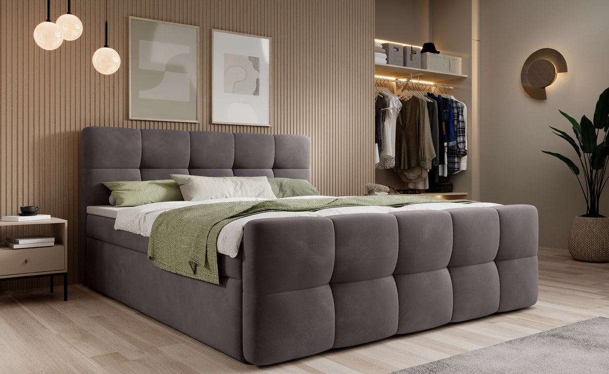 Boxspringbett Cozy Samt mit Stauraum