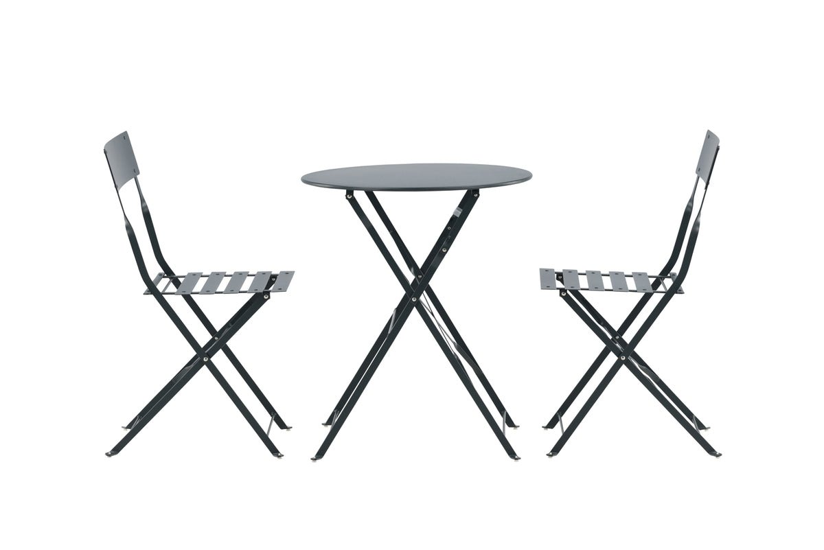 Café Set Bordeaux - 2er Set Stühle inklusive Tisch in Dunkelgrau