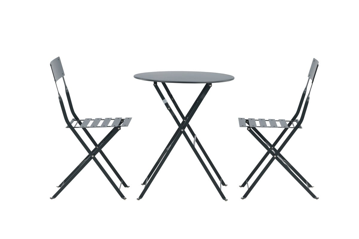 Café Set Bordeaux - 2er Set Stühle inklusive Tisch in Dunkelgrau