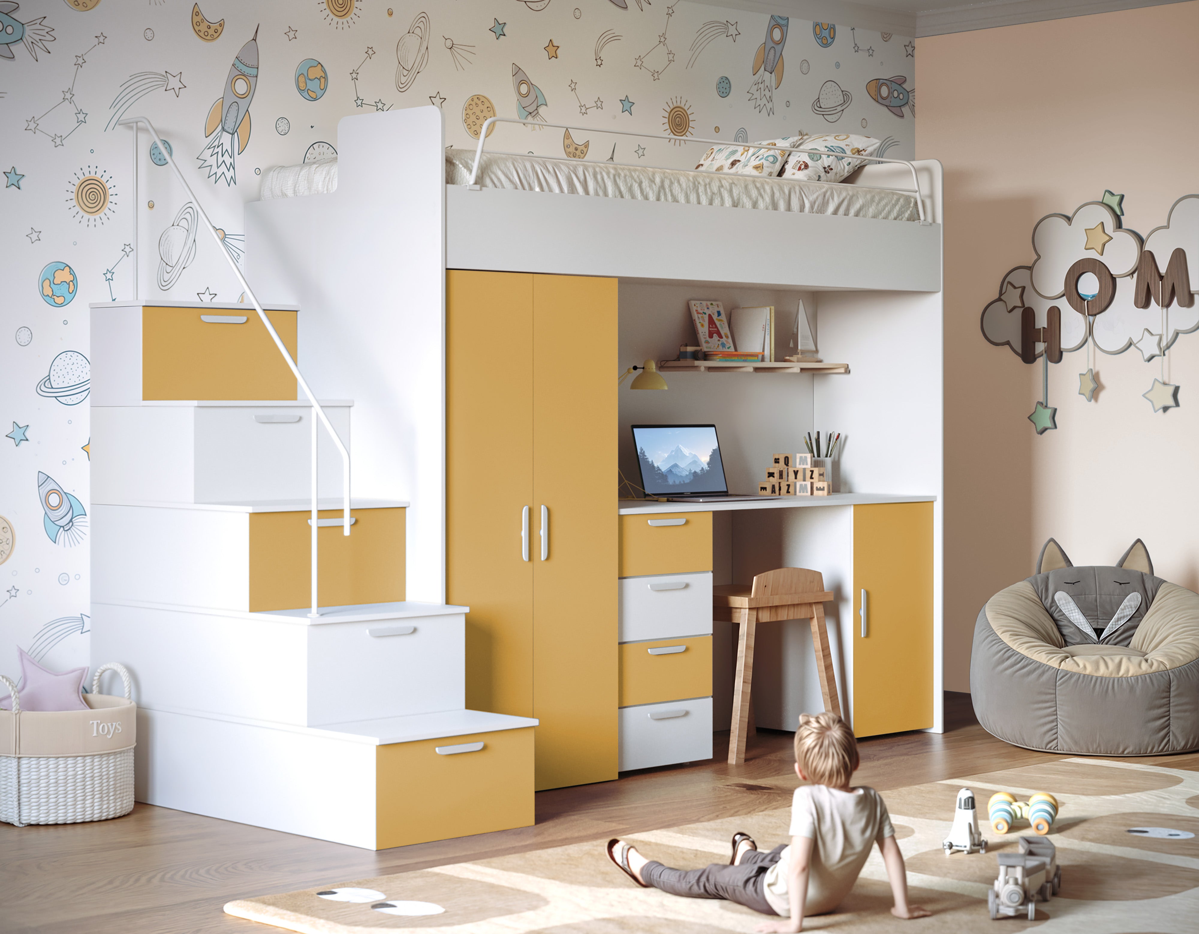 Children's loft bed Dream matte surface