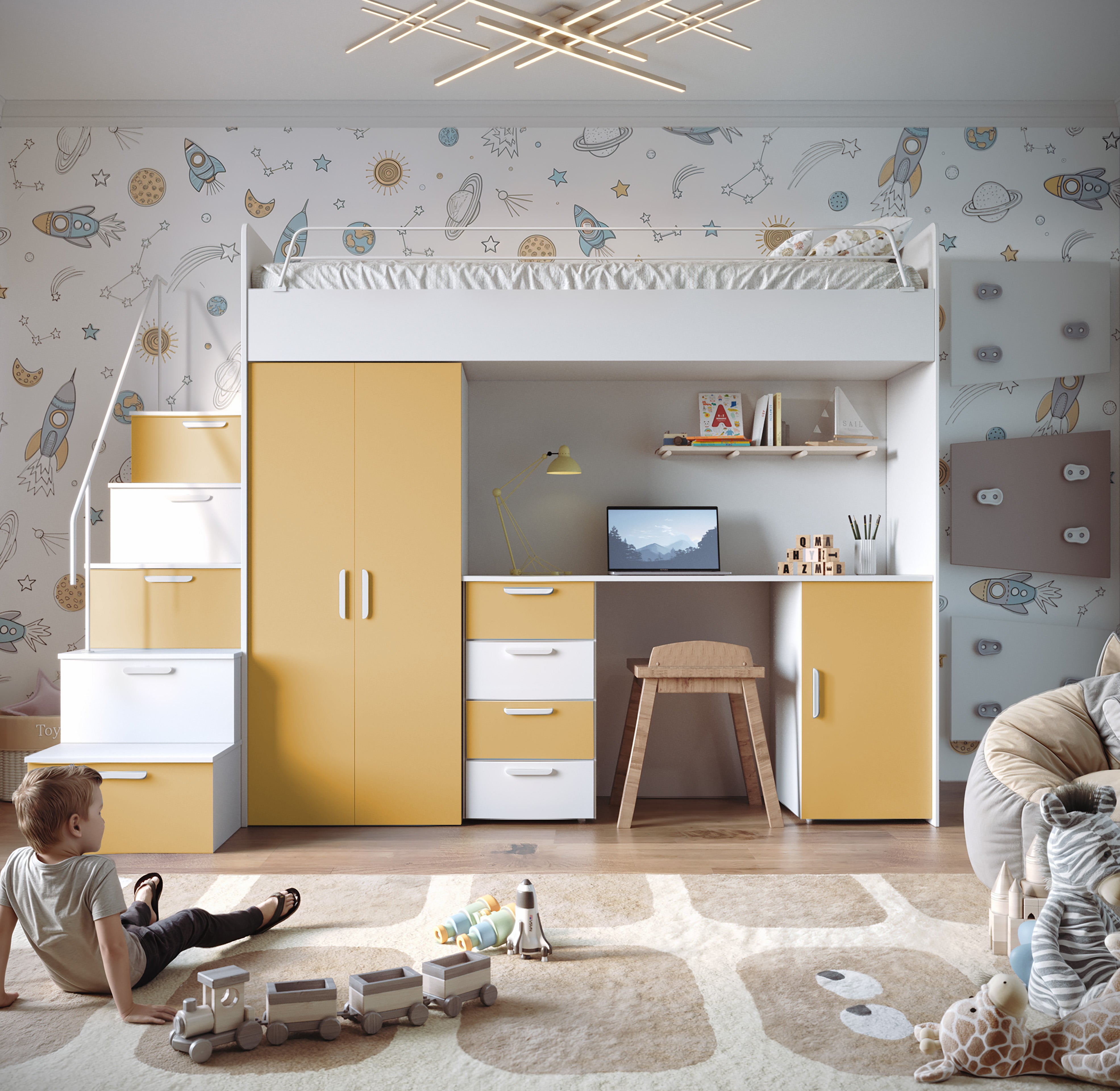 Children's loft bed Dream matte surface