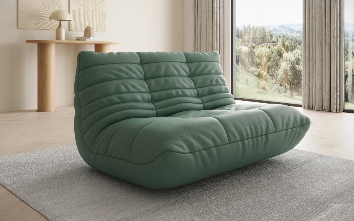 Designer 2-Seater Sofa Calmo in Genuine Leather
