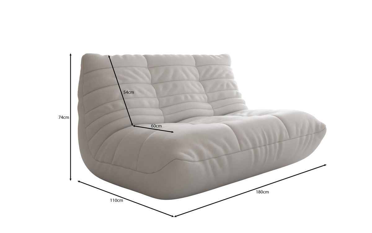 Designer 2-Seater Sofa Calmo in Genuine Leather