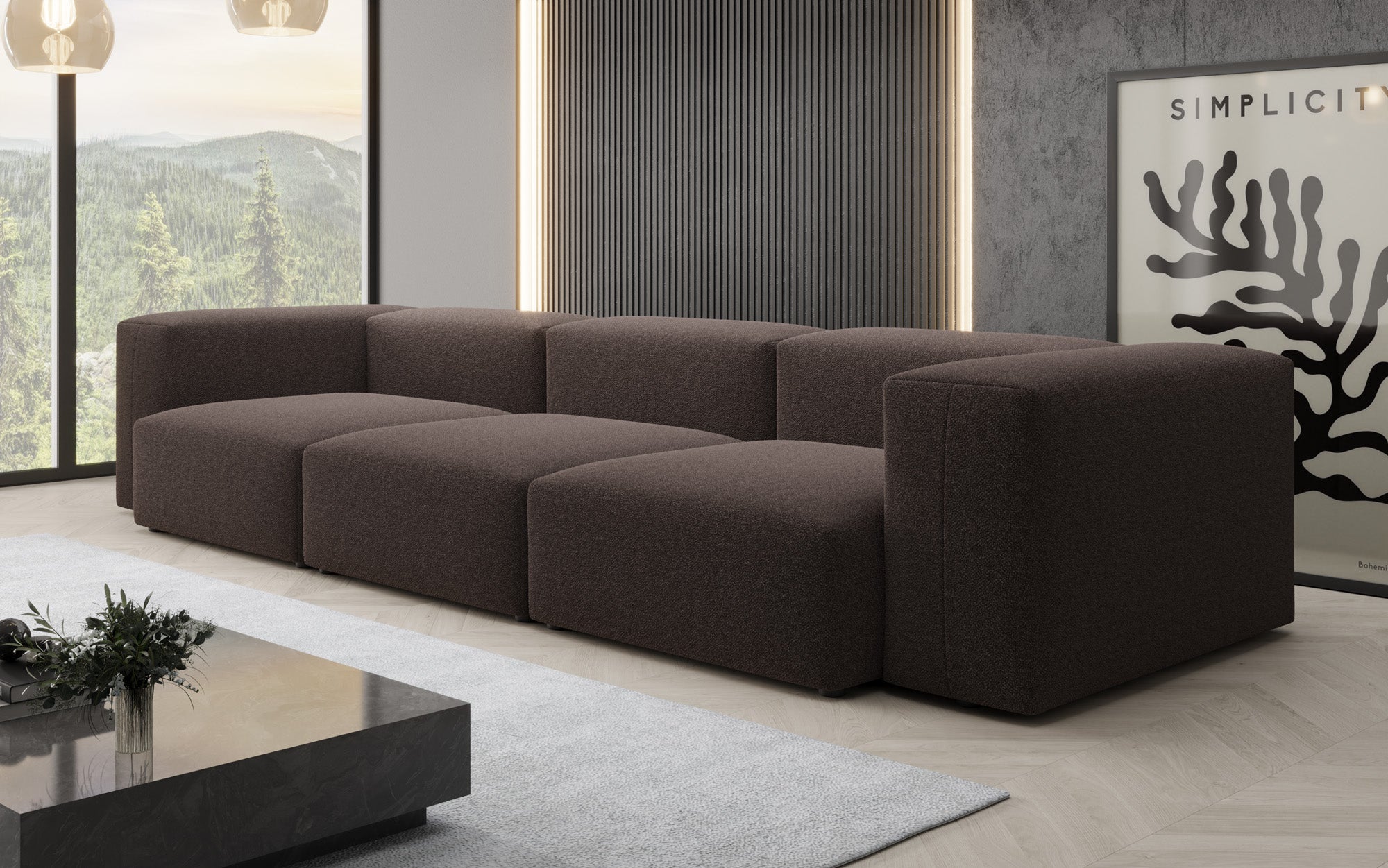 Designer 3-Sëtz Sofa Snug a Bouclé