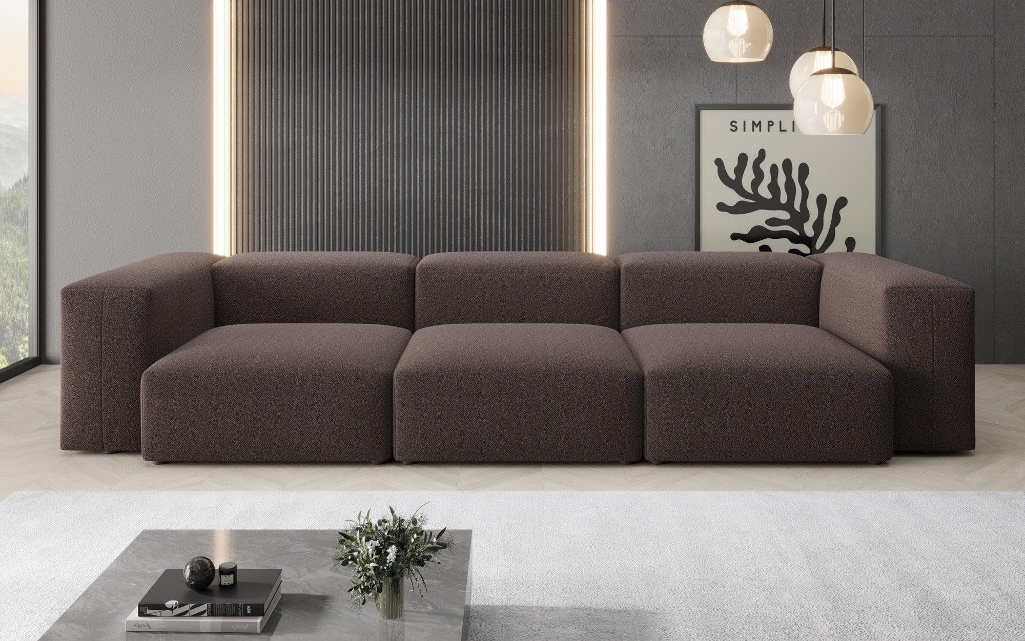 Designer 3-Sëtz Sofa Snug a Bouclé