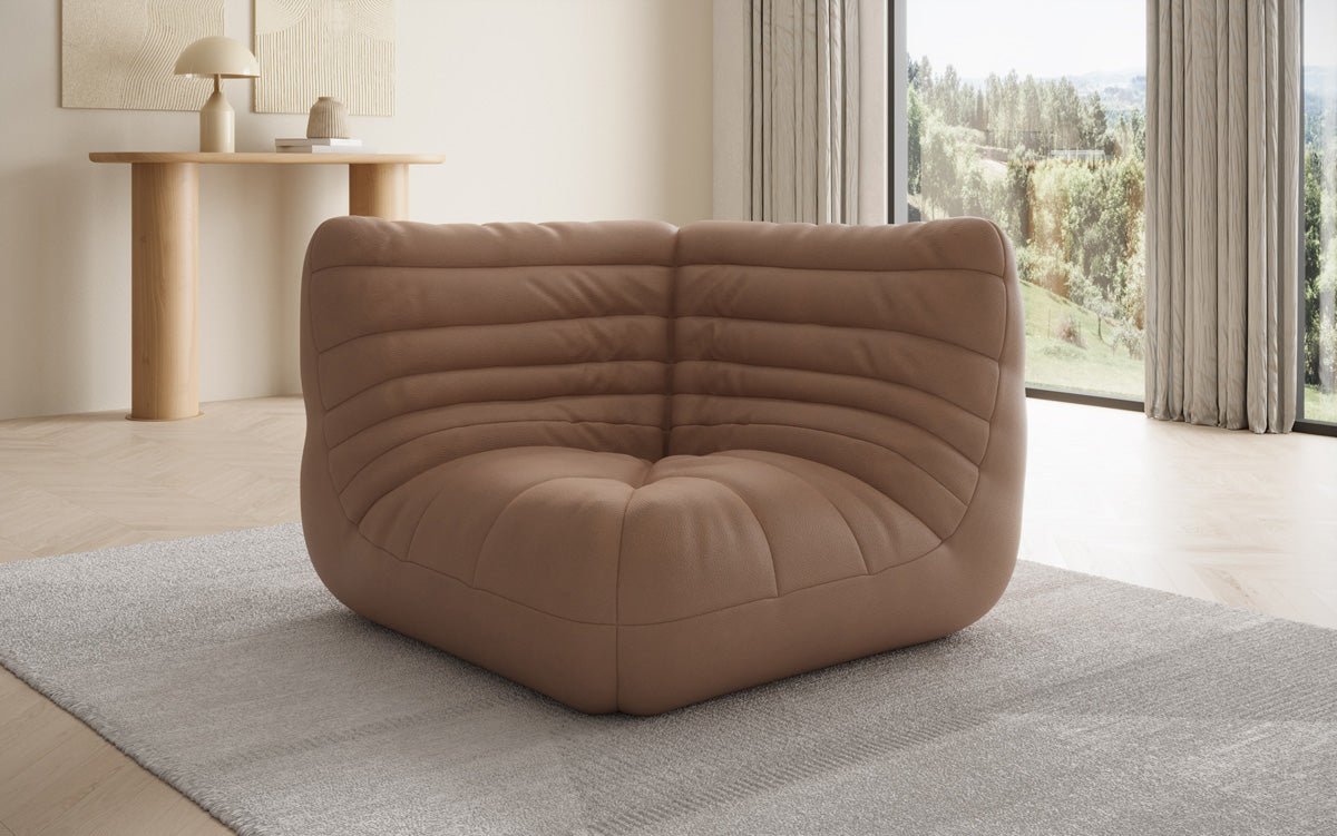 Designer Eckmodul Sofa-Sessel Calmo a Echtläder