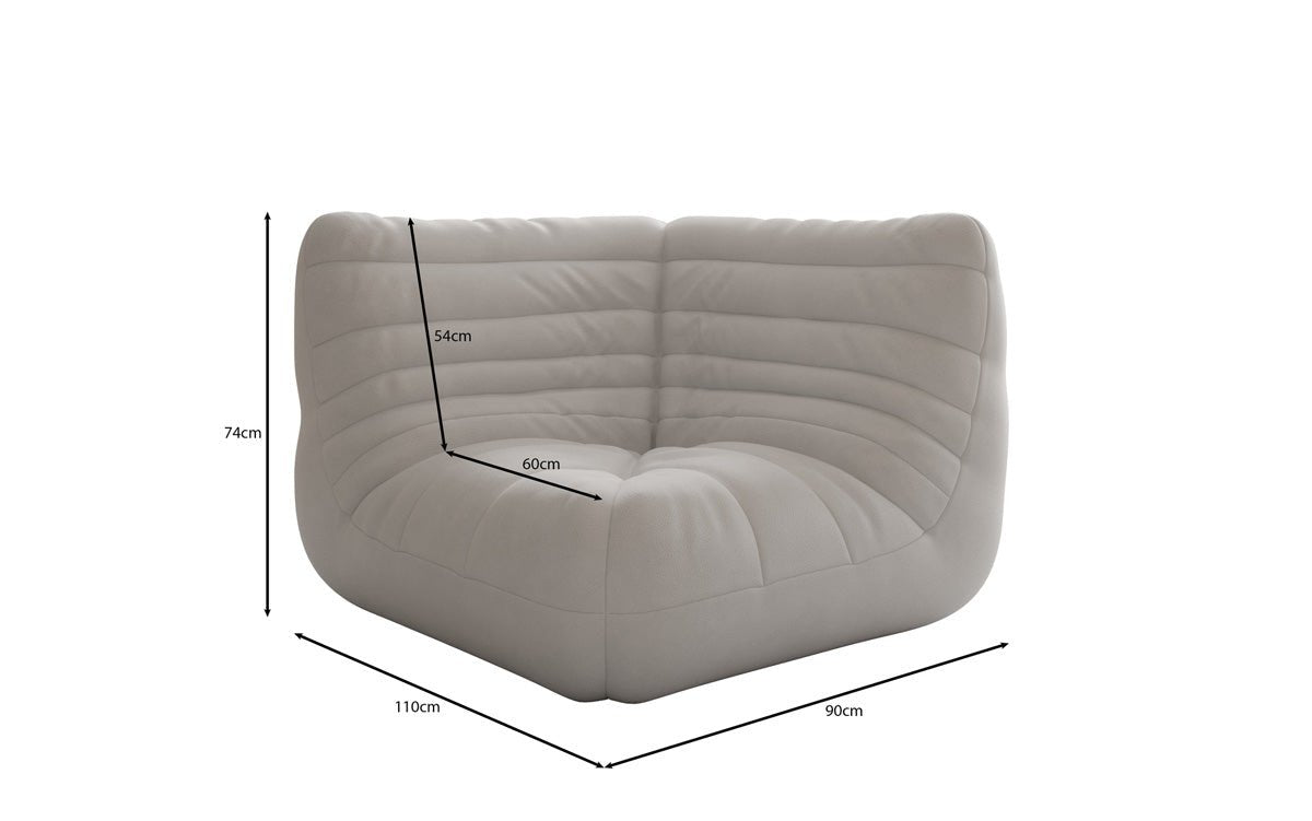 Designer Eckmodul Sofa-Sessel Calmo a Echtläder