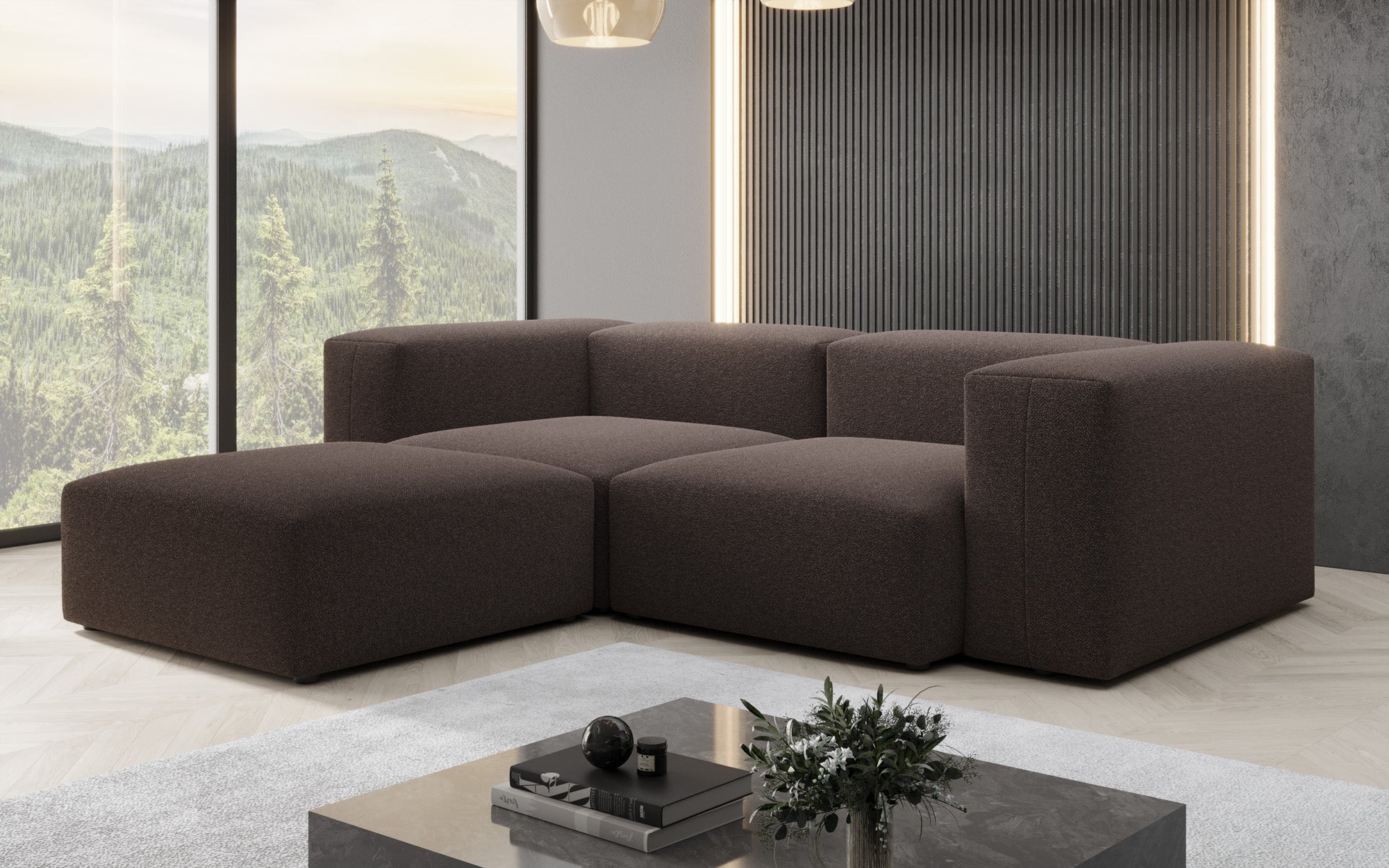 Designer L Sofa Snug Mini am Bouclé