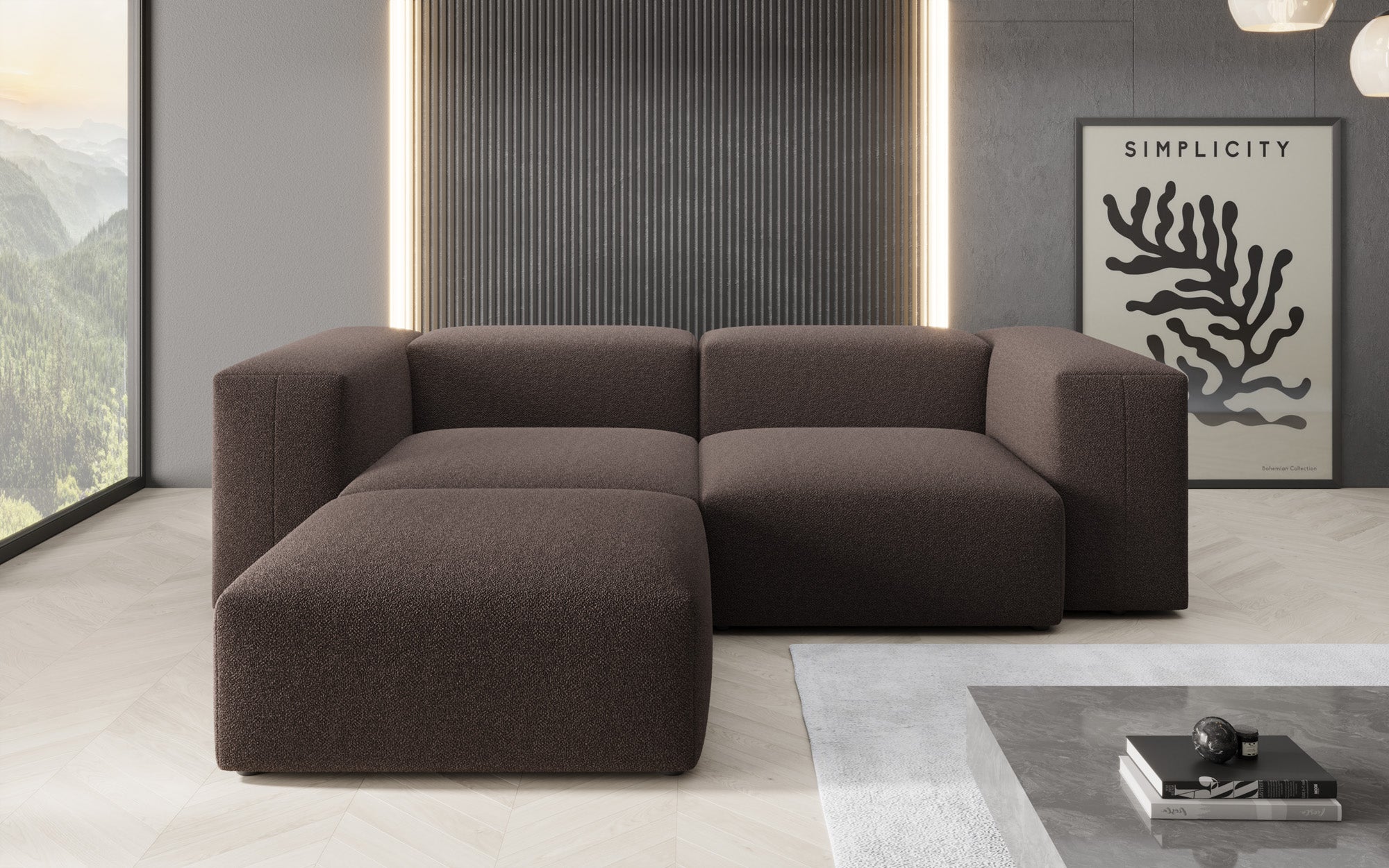 Designer L Sofa Snug Mini am Bouclé
