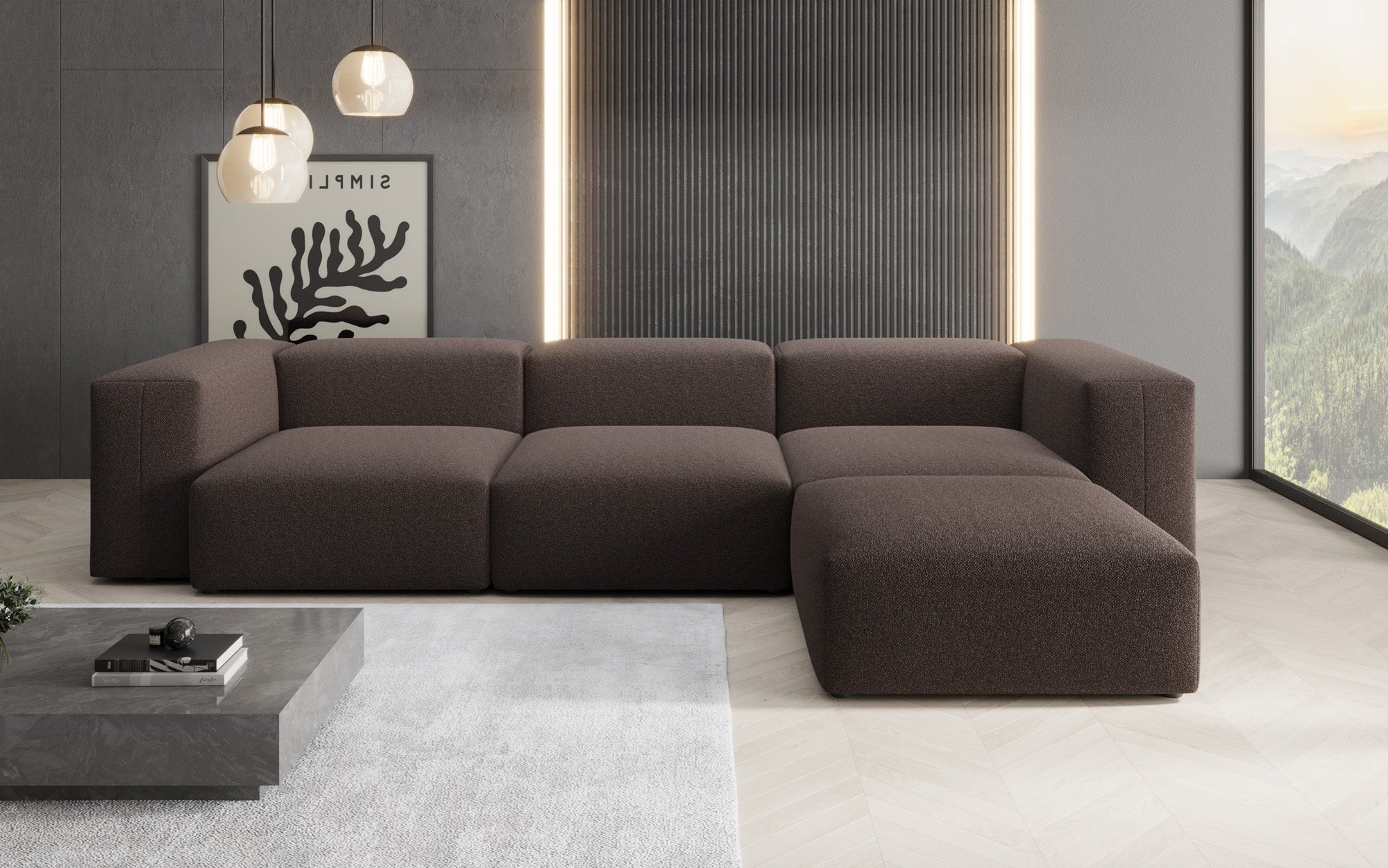 Designer L Sofa Snug am Bouclé