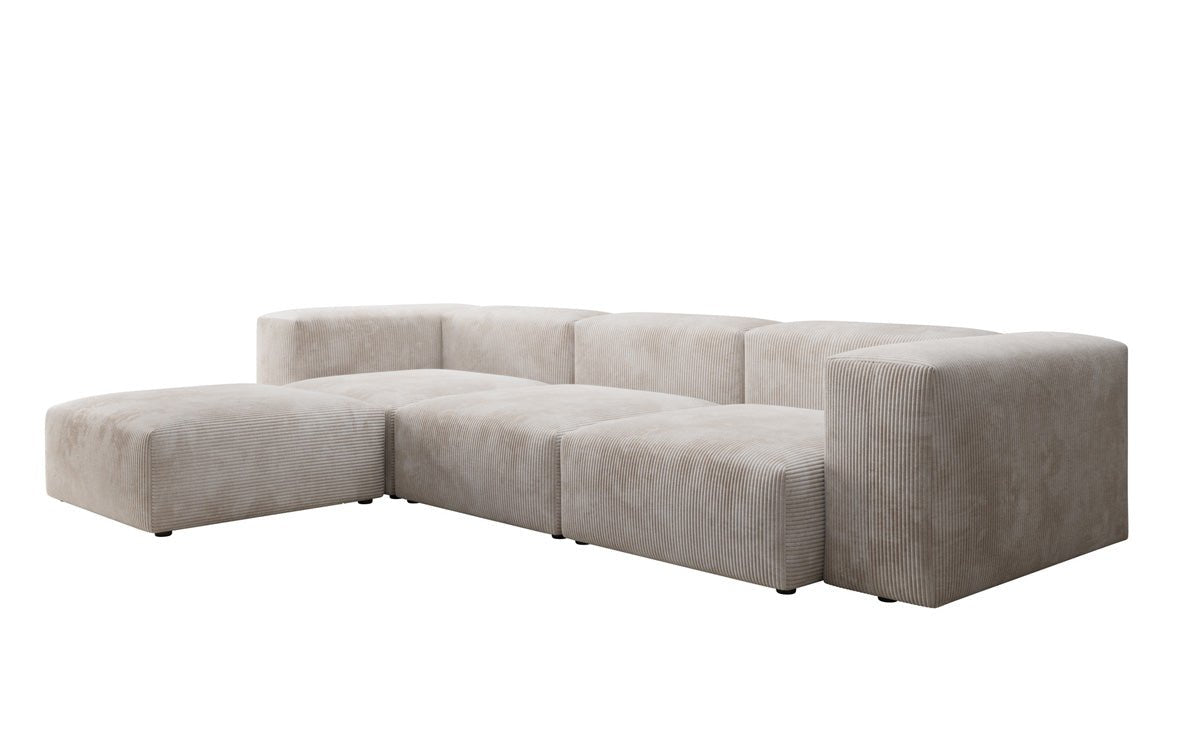 Designer L-shaped Sofa Snug in Cord