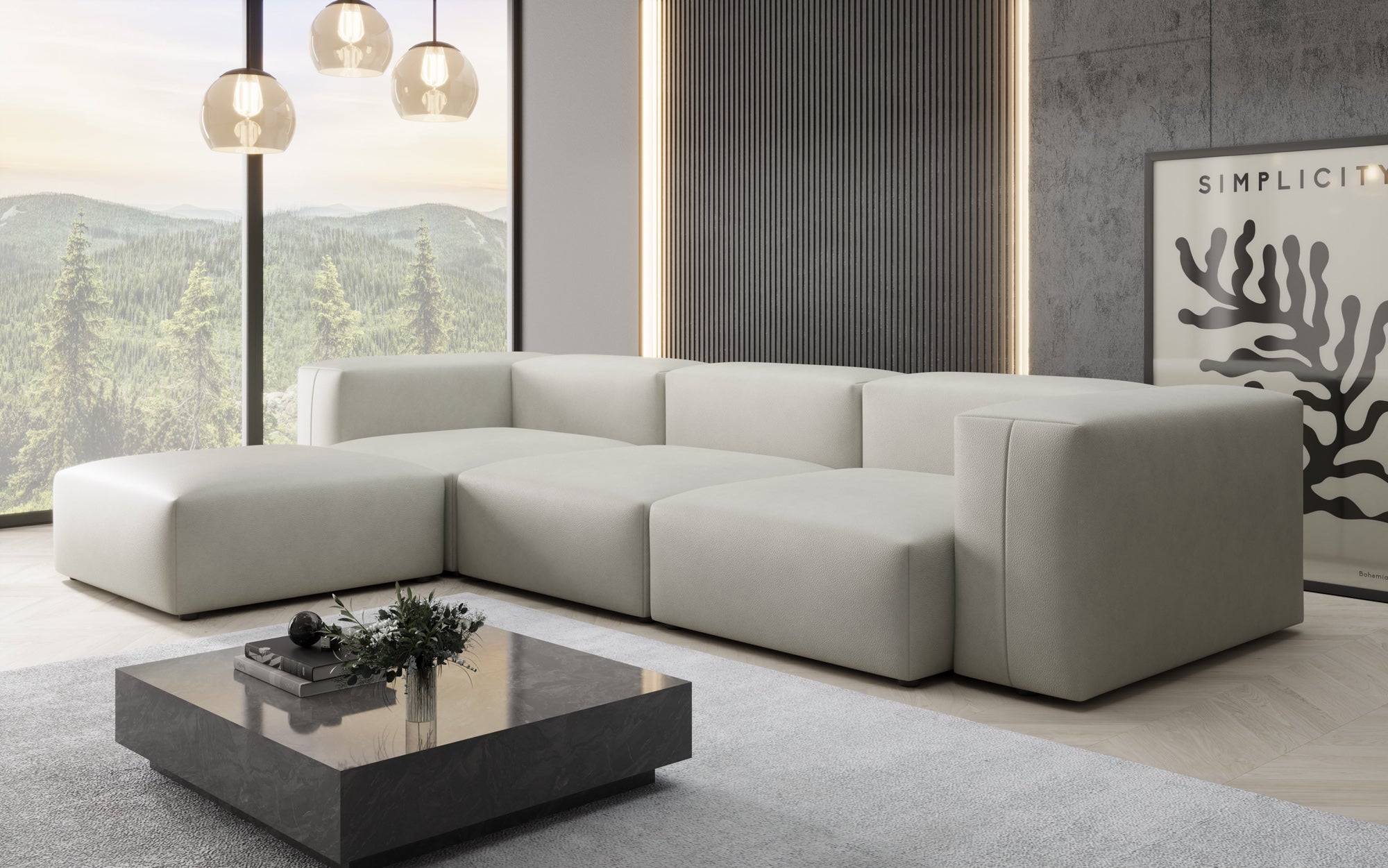 Designer L Sofa Snug am Echtleder
