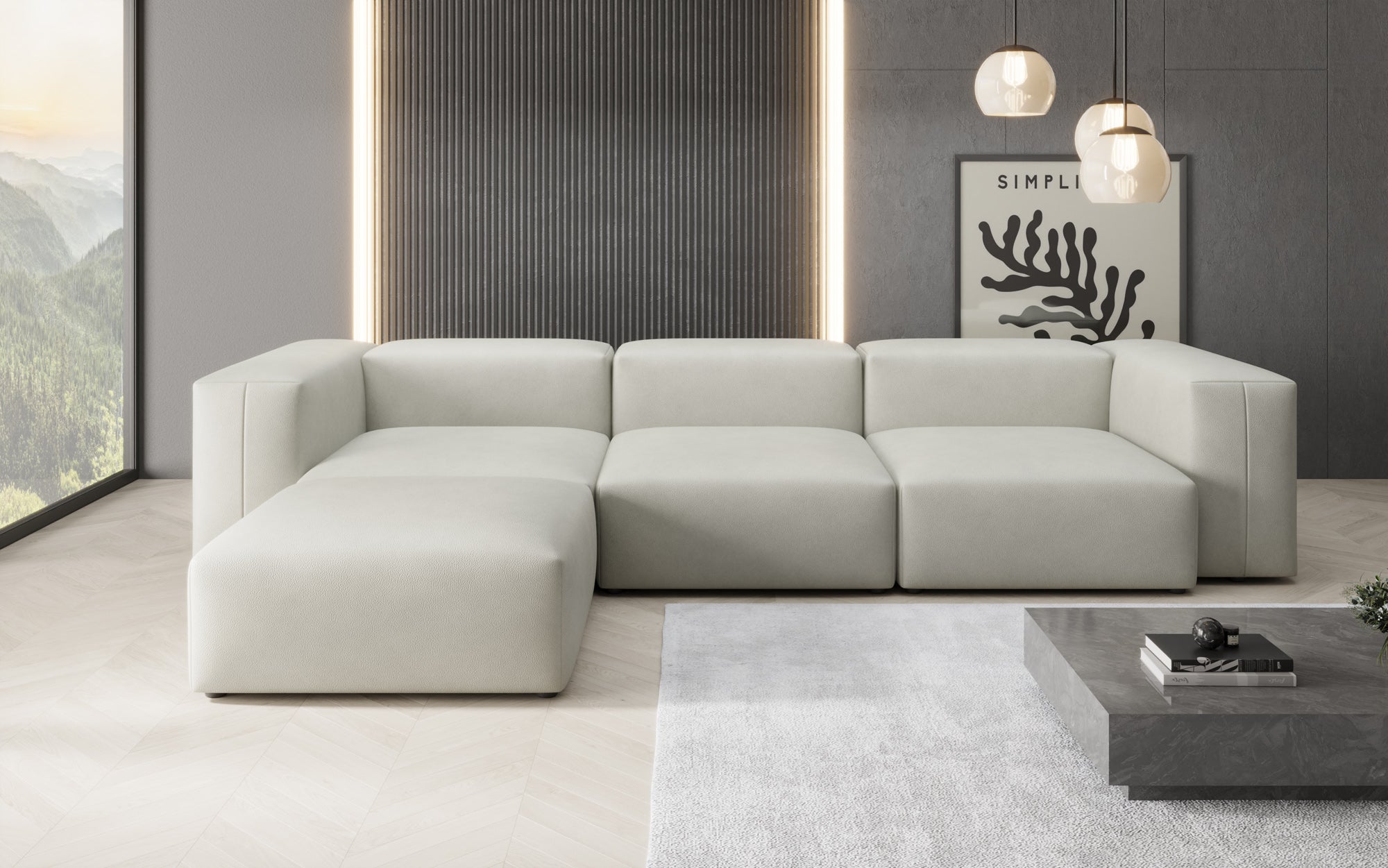 Designer L Sofa Snug am Echtleder