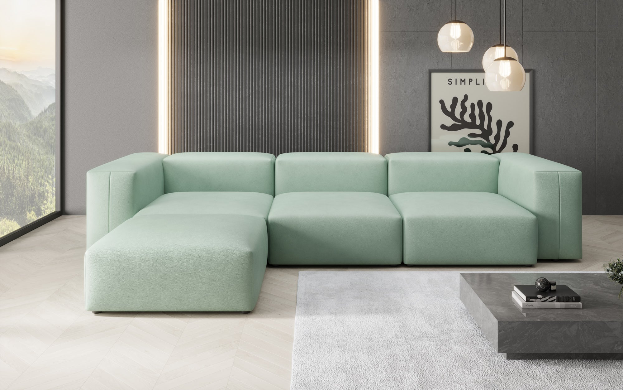 Designer L Sofa Snug am Echtleder