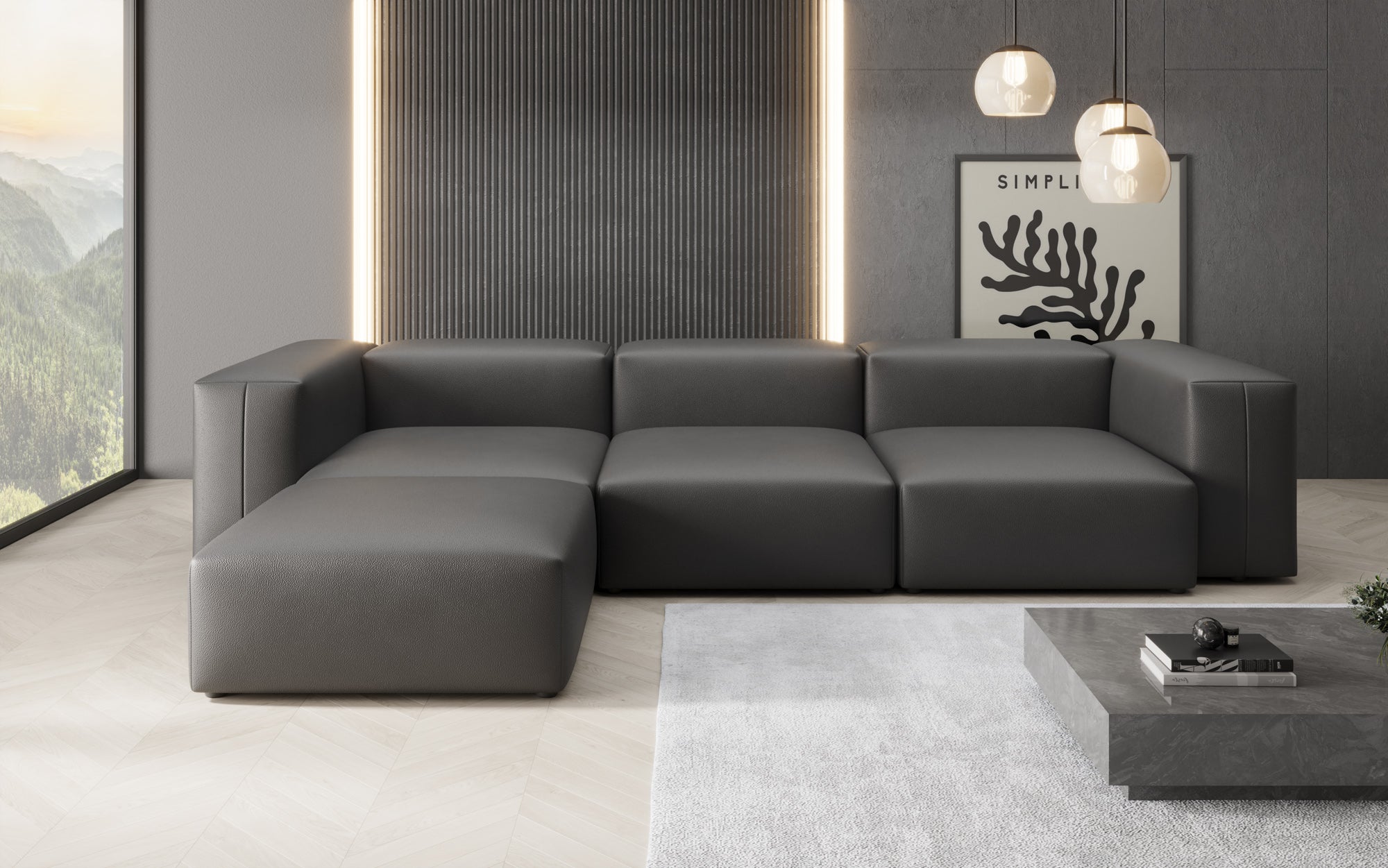 Designer L Sofa Snug am Echtleder