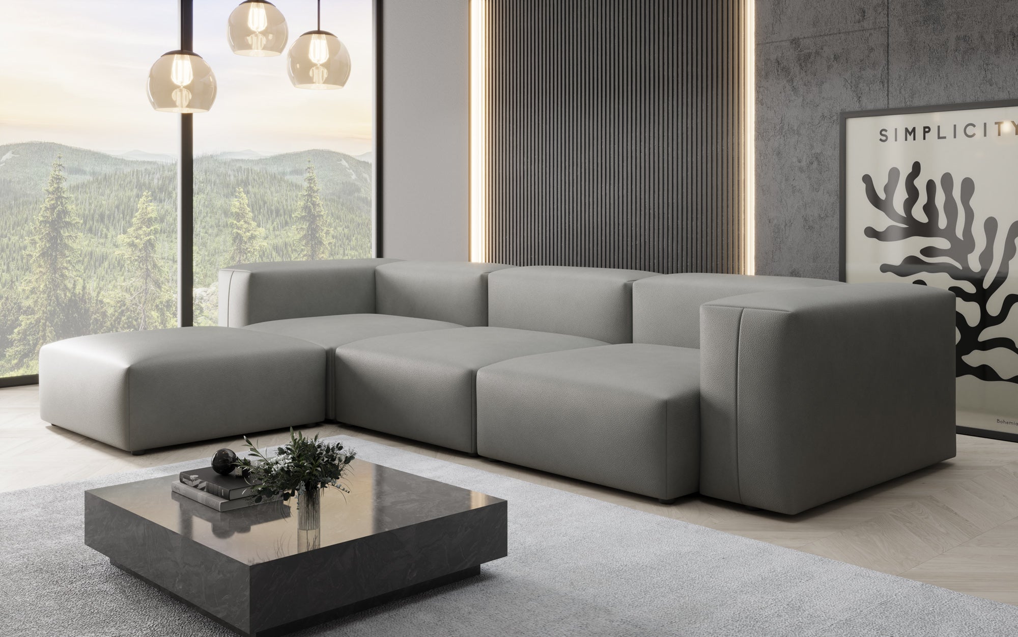 Designer L Sofa Snug am Echtleder