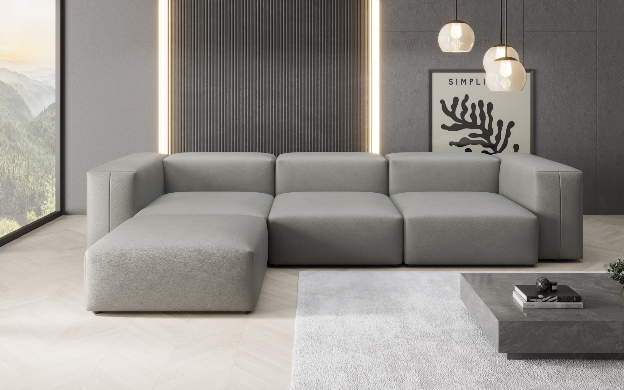 Designer L Sofa Snug am Echtleder