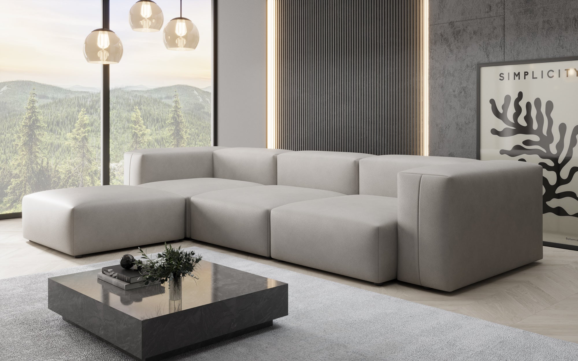 Designer L Sofa Snug am Echtleder