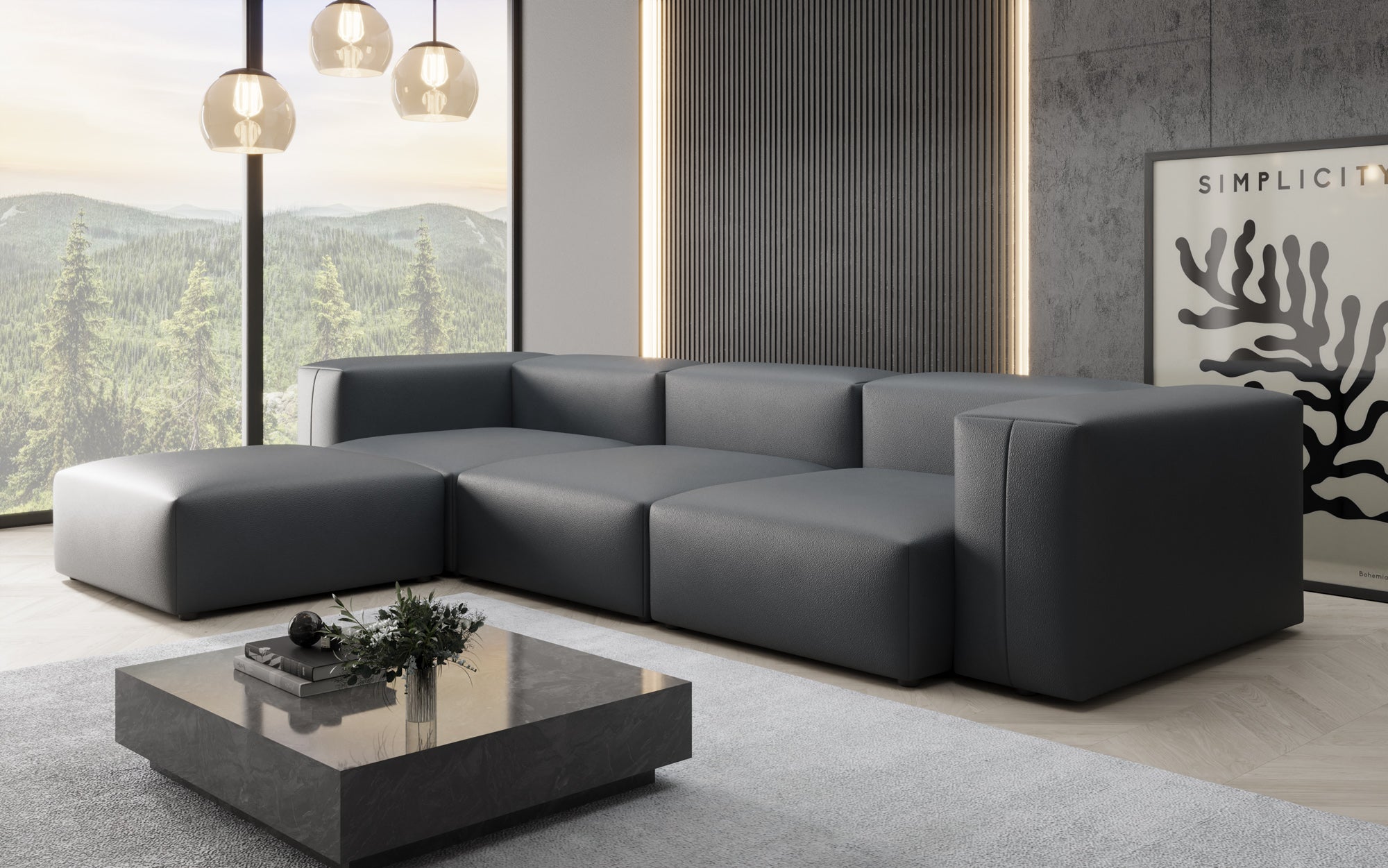 Designer L Sofa Snug am Echtleder