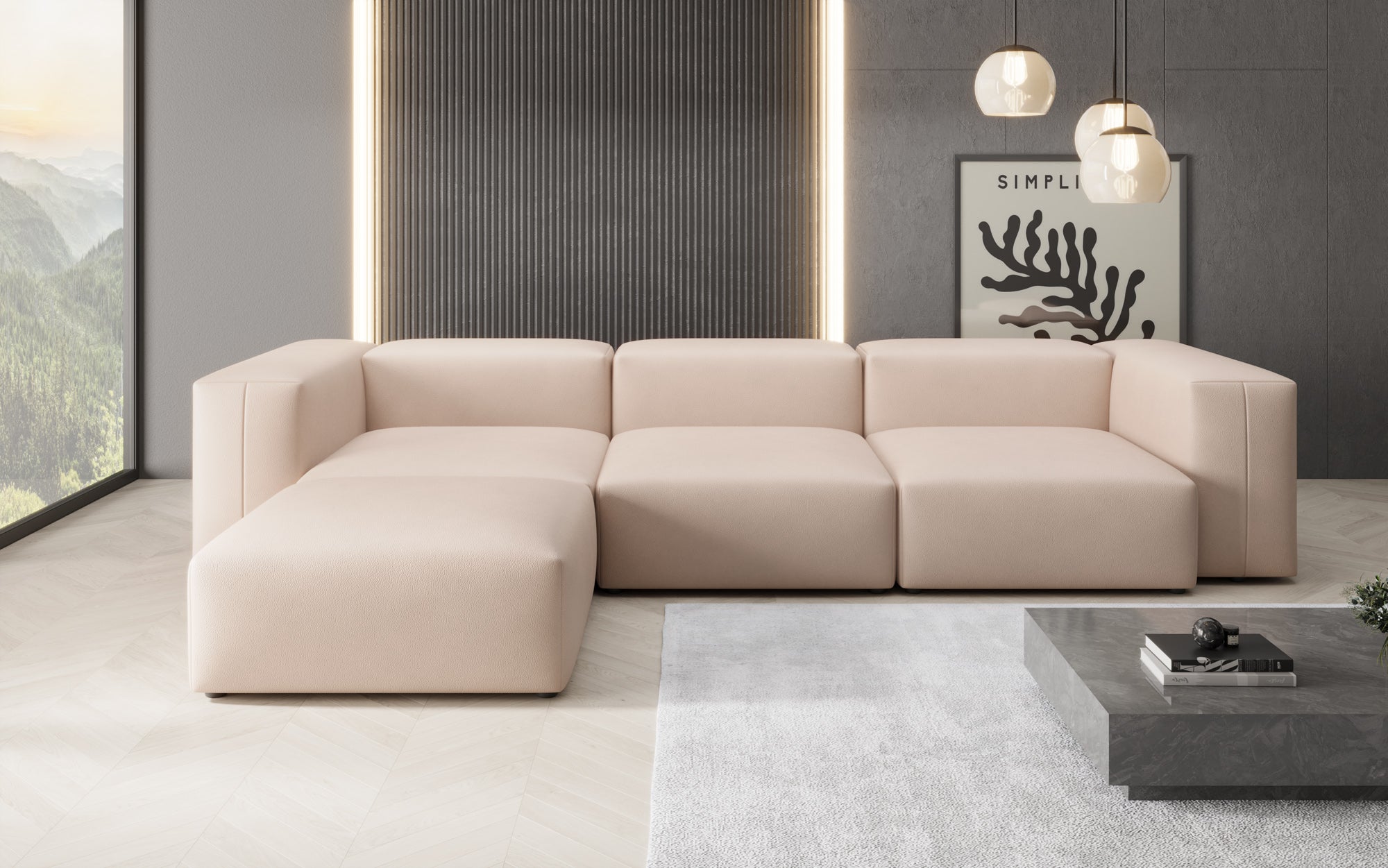 Designer L Sofa Snug am Echtleder