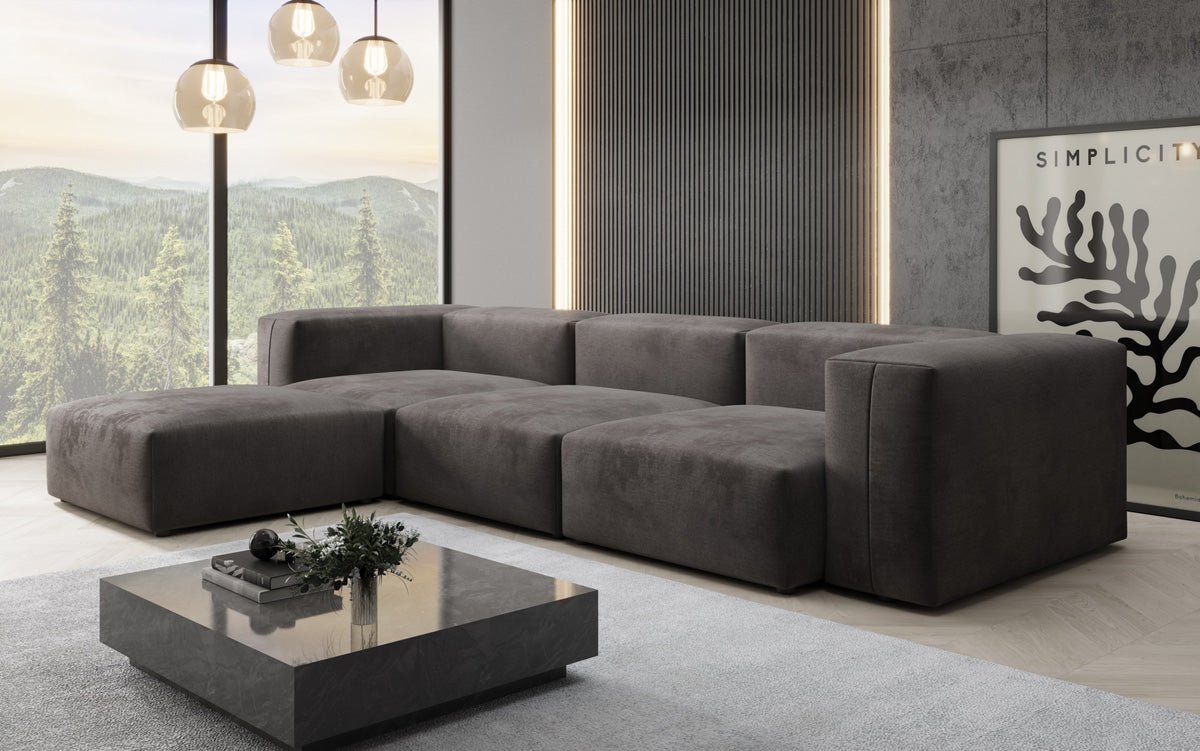 Designer L Sofa Snug aus Samt