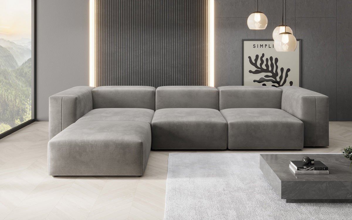 Designer L Sofa Snug aus Samt