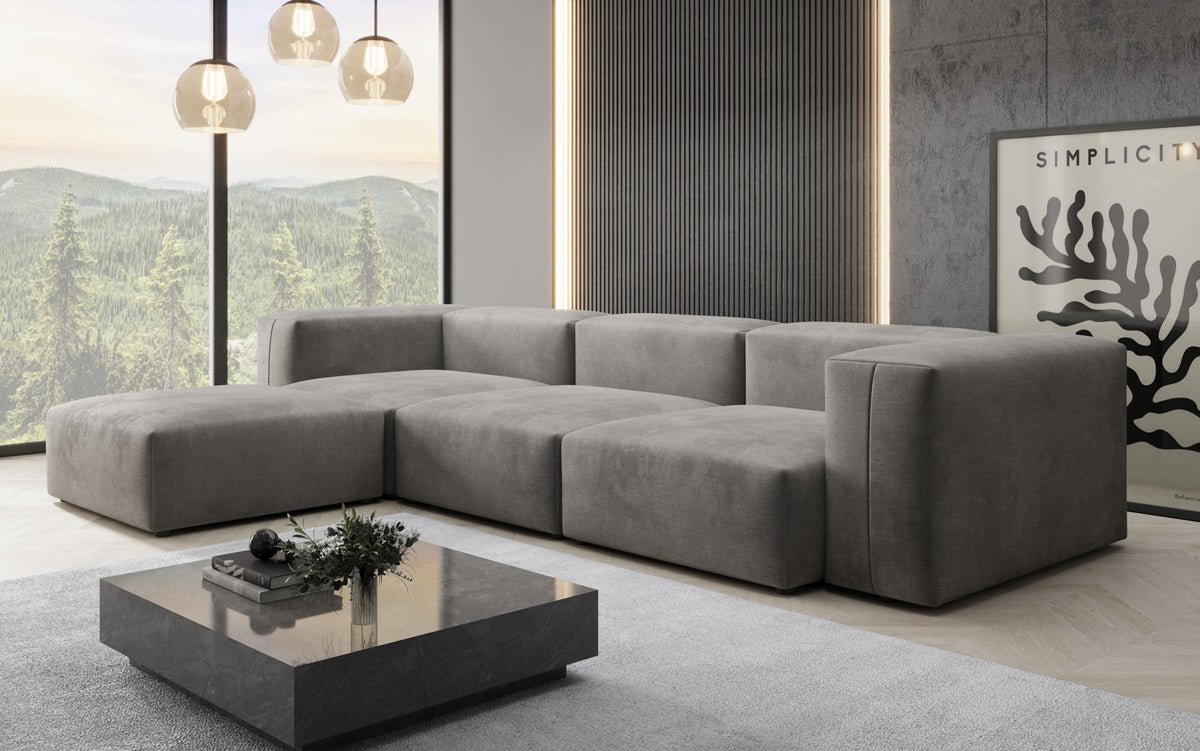 Designer L Sofa Snug aus Samt