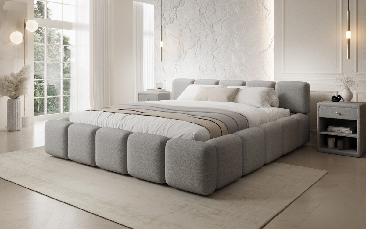 Lit rembourré design Giulia Bouclé avec espace de rangement