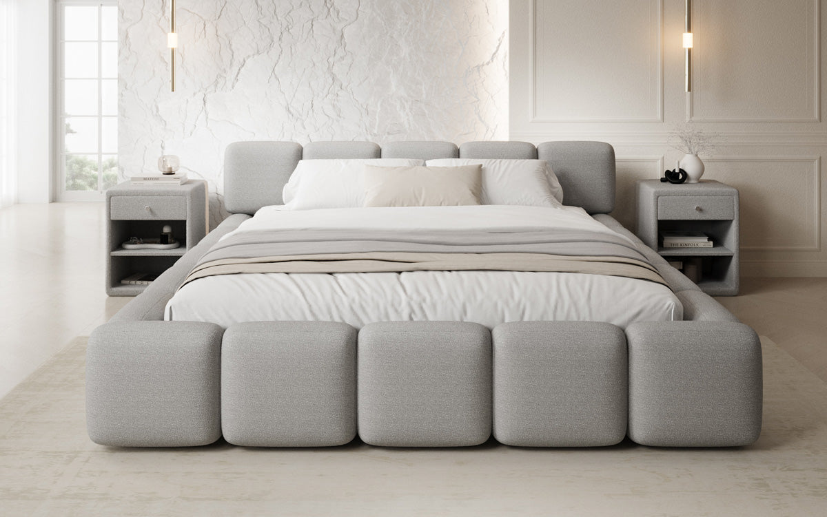 Lit rembourré design Giulia Bouclé avec espace de rangement