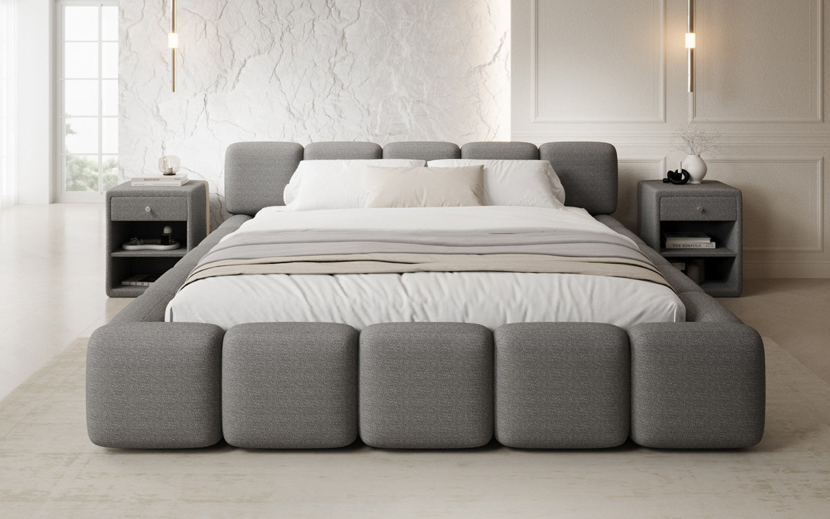 Lit rembourré design Giulia Bouclé avec espace de rangement