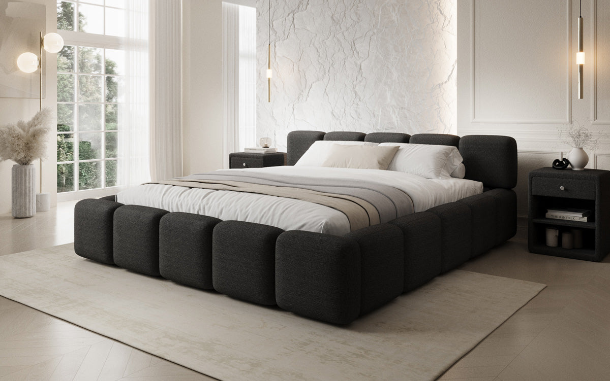 Lit rembourré design Giulia Bouclé avec espace de rangement
