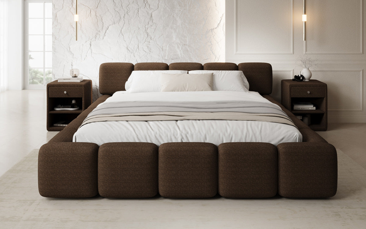 Lit rembourré design Giulia Bouclé avec espace de rangement