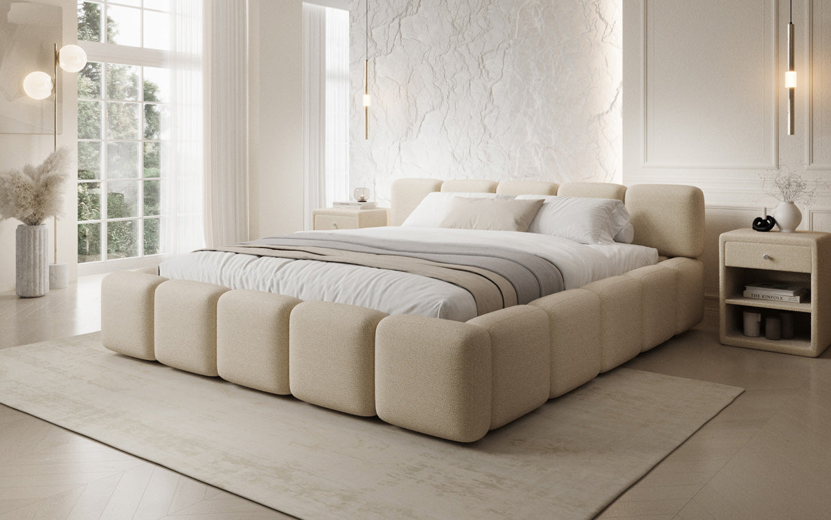 Lit rembourré design Giulia Bouclé avec espace de rangement