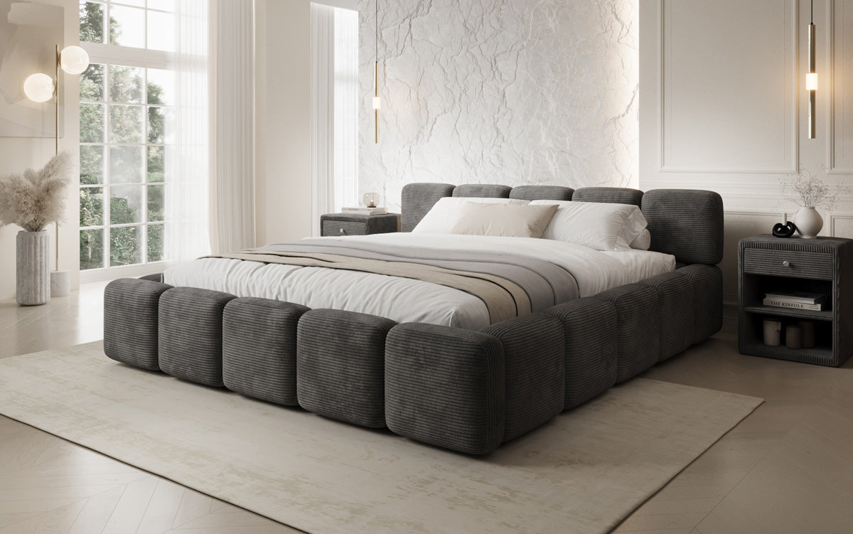Designer-Polsterbett Giulia Cord mat Späicherplaz