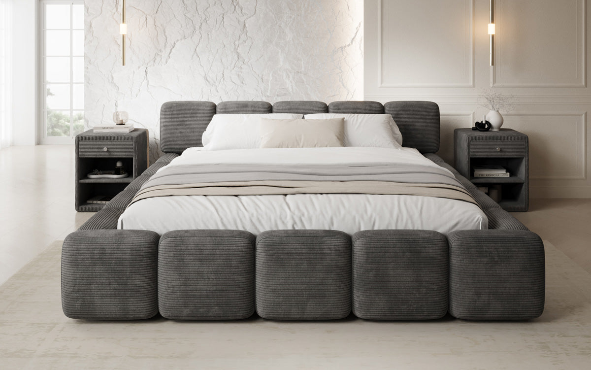 Designer-Polsterbett Giulia Cord mat Späicherplaz