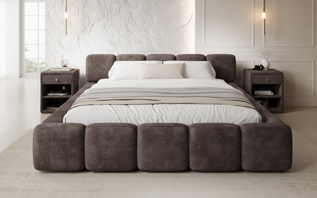 Designer-Polsterbett Giulia Cord mat Späicherplaz