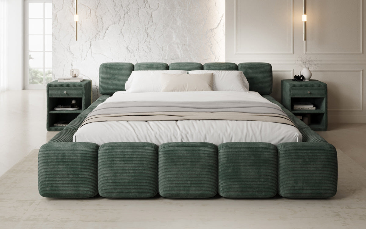 Designer-Polsterbett Giulia Cord mat Späicherplaz